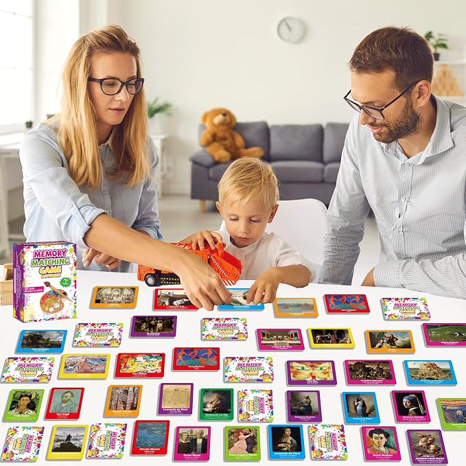 gisgfim 100 PCS Memory Matching Game Famous Paintings Concentration Memory Card for Adults Learning Educational Game A Fun & Fast Artworks Theme Matching Games - Image 6
