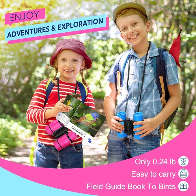 Toys for 3-7 Year Old Girls: LET'S GO! Binoculars for Kids Bird Watching|Camping|Hiking 3 4 5 6 7 8 Year Old Girl Boy Birthday Gifts Outdoor Toy for Kid Ages 4-6 Toddler Gift Stuffers - Image 2