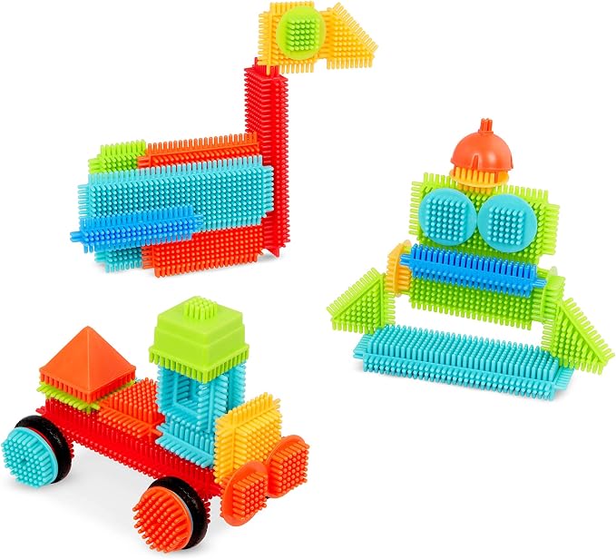 Battat Bristle Blocks Basic Builder Bucket, 50-Piece Building Toys, Playset by Battat