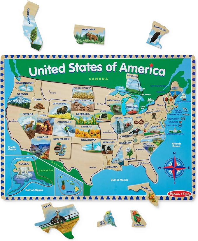 Melissa & Doug USA Map Wooden Puzzle (45 pcs) by Unknown