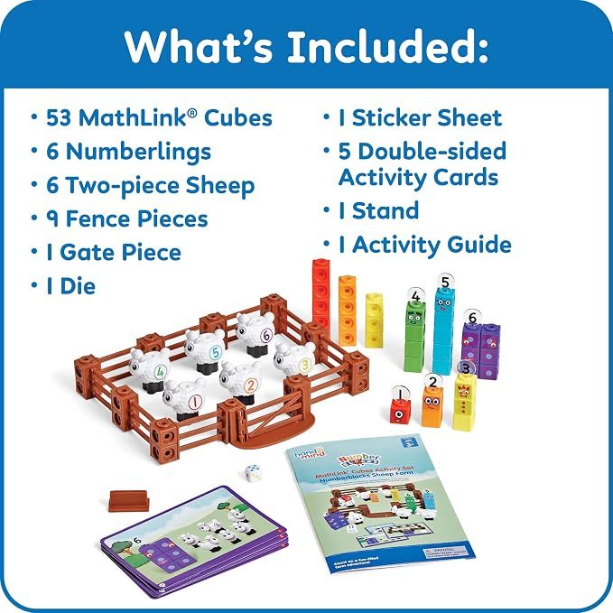hand2mind Numberblocks Sheep Farm MathLink Cubes Activity Set, Ages 3+ - Image 2