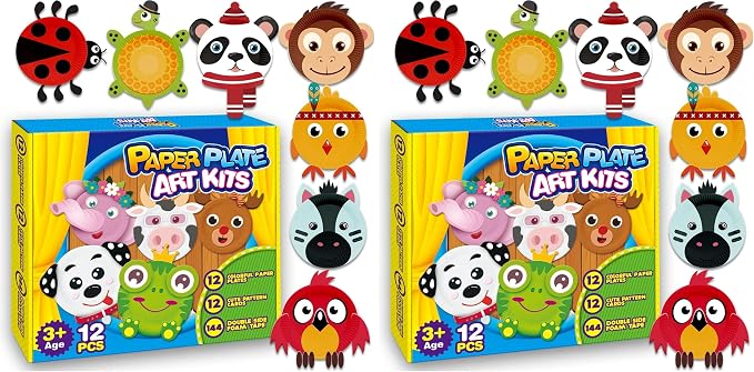 V-Opitos Arts and Crafts Kits for Kids, 24 Pack Simple Animal Paper Plate Crafts for Toddler Age of 2, 3, 4, 5 Years Old, Fun Preschool Classroom Activity Project for Boy & Girl by Wearecommittedtotheresearchandproductionofhigh-qualitykidstoysschoolofficesuppliesandholidayproducts
