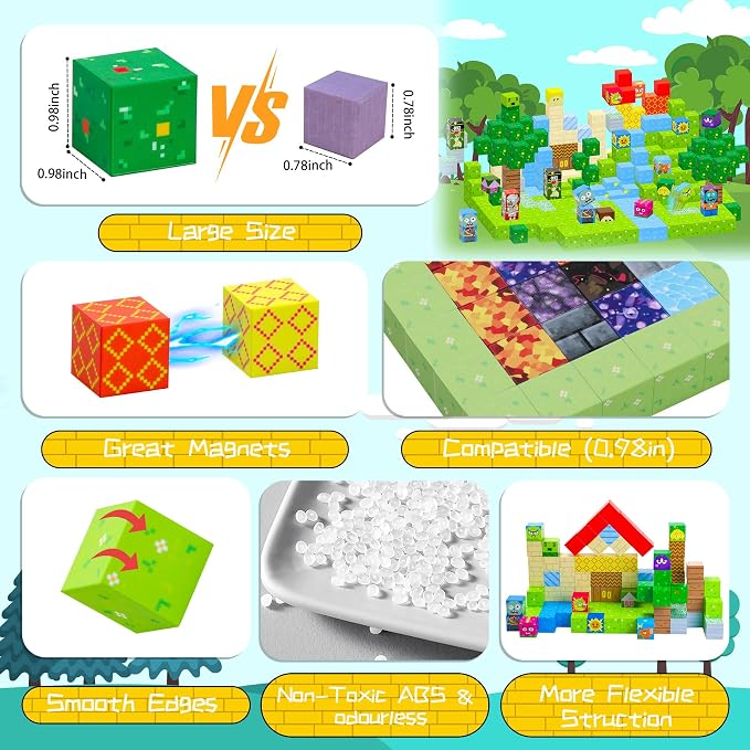 SKTMYY Magnetic Blocks-120pcs Game Magnetic Building Blocks for Kids Ages 4-8, STEM Sensory Magnet Blocks Cubes Toys for Toddlers Boys & Girls - Image 6