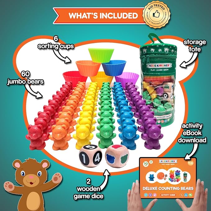 Cute & Cuddly Counting Bears with Dice - Sort, Count, Match & Play 60pc - Image 2