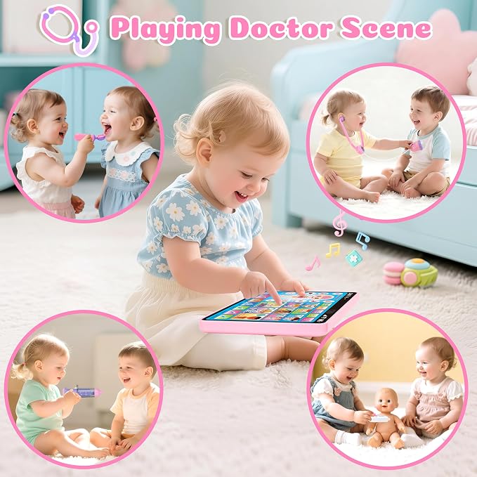 Toidgy Learning Toys Tablet with Music & Sound, Speech Therapy Toys for Toddlers Age 1, 2, 3, Montessori Toys Christmas Birthday Gifts for Girls, Boys, Baby 12-18 Months, Doctors Pretend Playset - Image 6