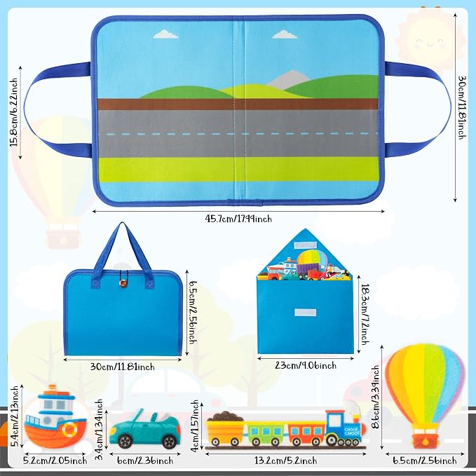 WATINC Travel Felt Board Story Set - 25PCS Portable Felt Board Educational Birthday Gift for Boys Girls, Themed Storytelling Preschool Early Learning Interactive Play Kit for Toddlers (Transportation) - Image 2