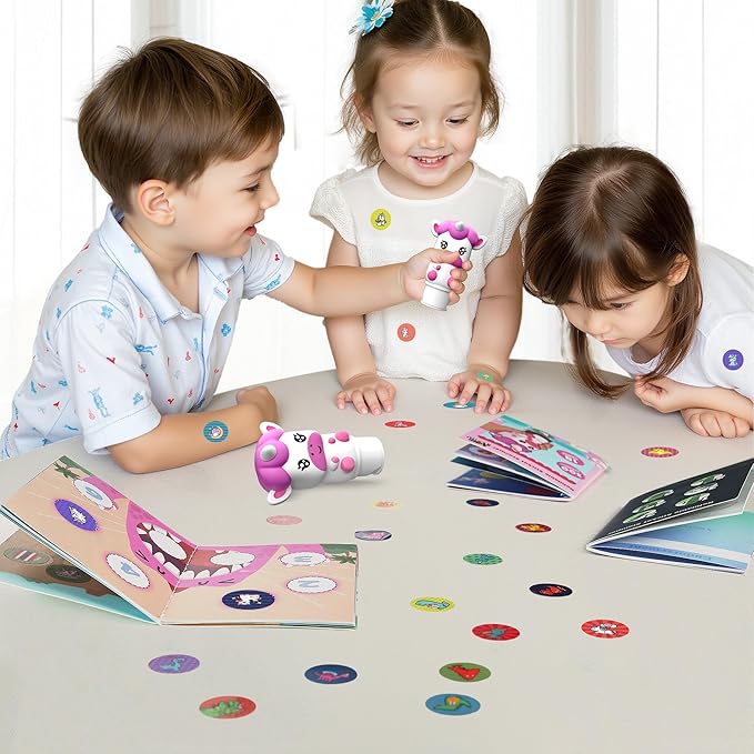 iPlay, iLearn Kids Unicorn Sticker Stamp Activity Set - 400+ Stickers 18-Page Activity Book, Toddler Creative Mess-Free Art Craft Educational Travel Toy, Birthday Stocking Gift 3 4 5 6 Yr Old Girl Boy