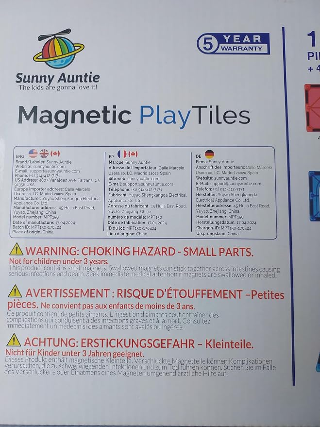 SUNNY AUNTIE Magnetic Tiles STEM Toys Building Set, Ages 3+ - 180 Pieces - Image 2