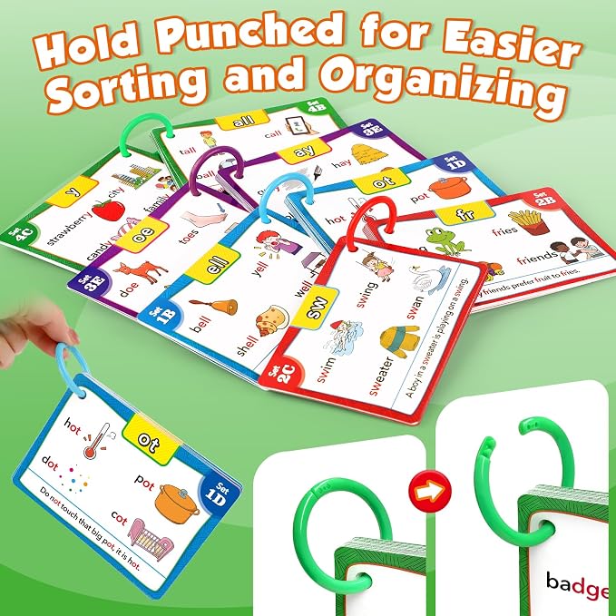 Torlam Phonics Flash Cards Learn to Read Spelling Reading Sight Words Phonics Games, Digraphs CVC Blends Long Vowel Sounds Kids Dolch Fry Site Words for Pre-k Kindergarten 1st 2nd 3rd Homeschool - Image 6