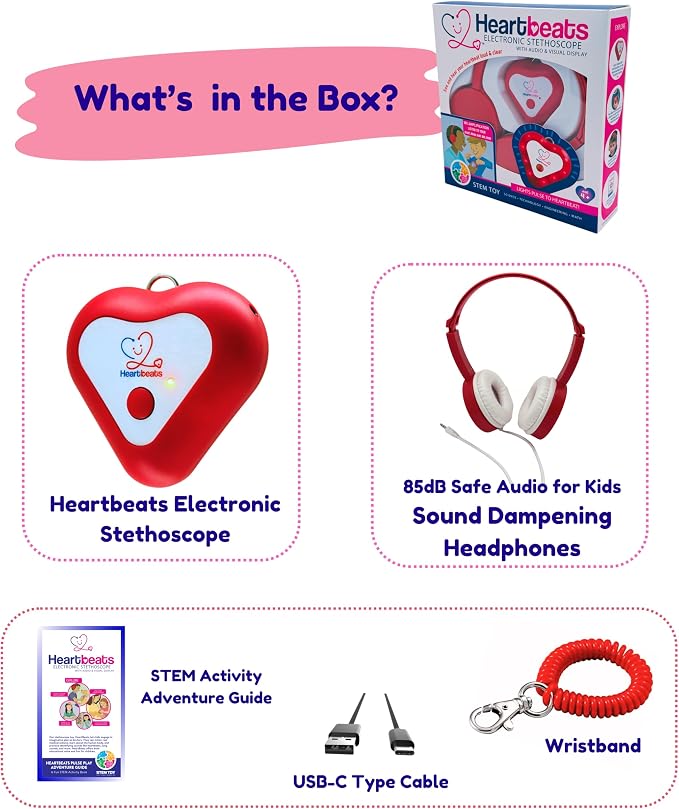 Heartbeats Electronic Stethoscope Toy with LED Display & 10X Sound Amplification, Real Working Stethoscope - STEM Medical Learning Toy Boys & Girls Age 4+, Kids Nurse Doctor Kit - Educational Toy Gift - Image 3