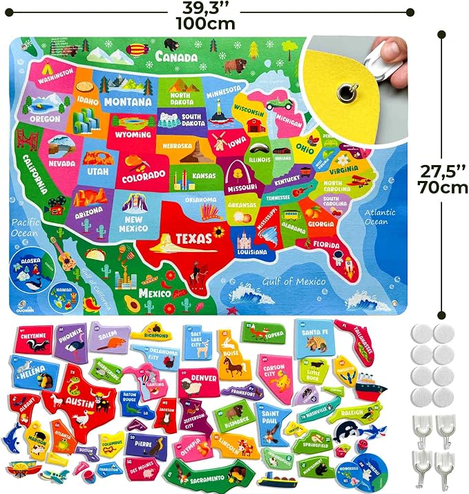 USA Felt Board for Kids 3-5 Years Old - Preschool Learning Activities - Image 2