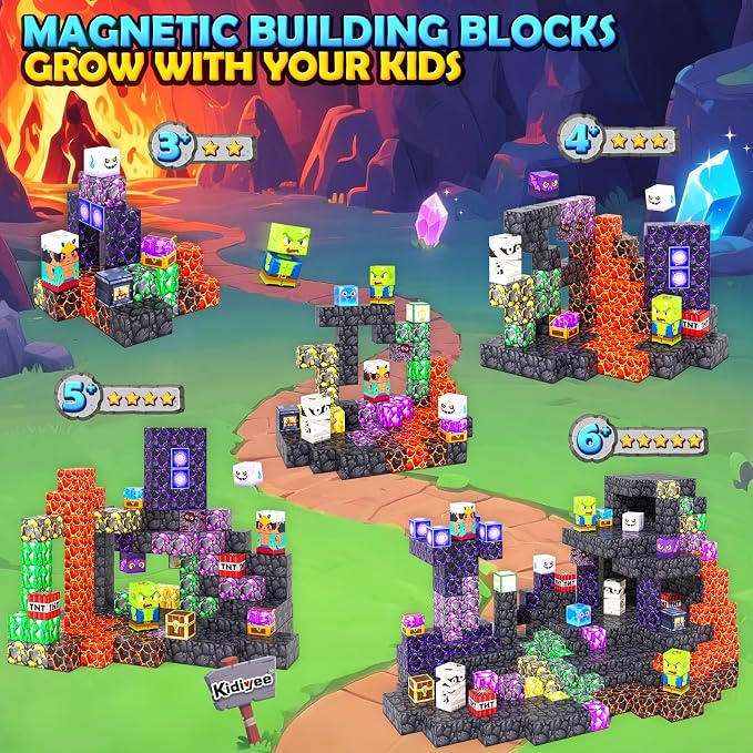 Magnetic Blocks - Mine Magnet World Building Toys for Kids Ages 4-6 6-8 8-12, STEM Magnetic Building Blocks Kids Sensory Toys Games, Gift for 3+ Year Old Boys and Girls - Image 3