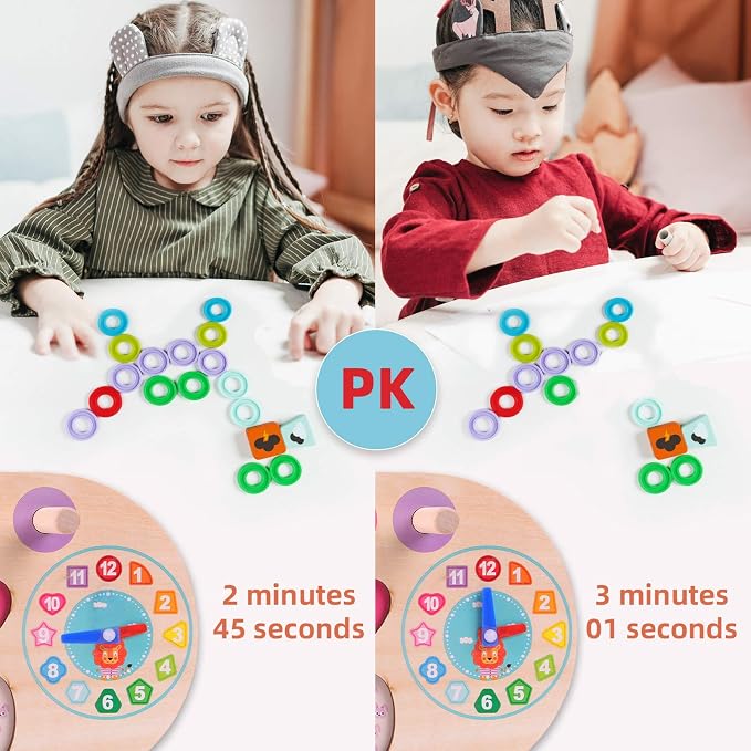 QZMTOY Preschool Educational Learning Montessori Toys for Kids, Toddler Puzzles Number Shape Sorter Counting Stacker with Clock Weather, Boys Girls Activities Math Game Gift for Age 3 4 5 Years - Image 6