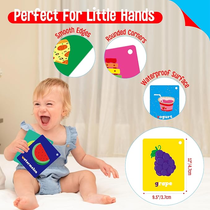 52 PCS Baby Visual Stimulus Cards, Double-Sided High Contrast Black and White, Colorful Alphabet Words Flashcards, Visual Sensory Development Montessori Cards Set for Newborn Baby, Kids, Preschool - Image 4