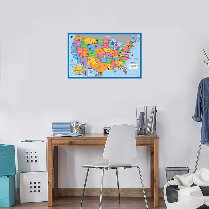2 Pack - World & USA Map for Kids [Illustrated] - 2 Poster Set (LAMINATED, 18" x 29") - Image 6