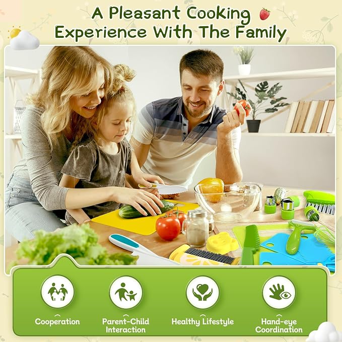 21 Pcs Kids Knife Set for Real Cooking Safe Kitchen Tools for Ages 4+ - Image 4