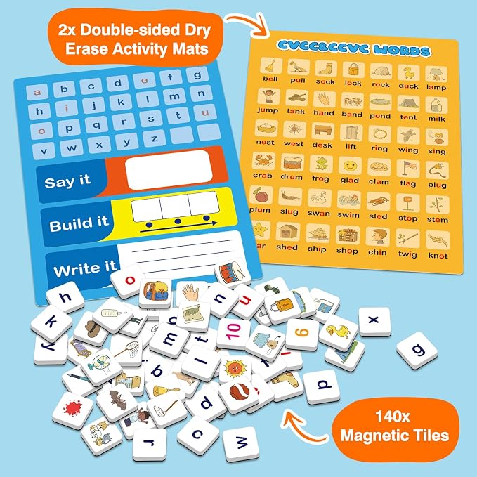 Aizweb CVC Word Games: Magnetic Letter Tiles for Phonics&Word Family,Age 5+ - Image 7