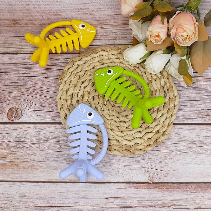 3 in 1 Infant Toys, Baby Teething Toys 3–6 6–12 Months, Teethers for Babies 0–3–6–12 Months for Teething Relief, Baby Gift, Baby Teether Toys, Silicone Sensory Toys, USA Patent Pending, Fish (Green)