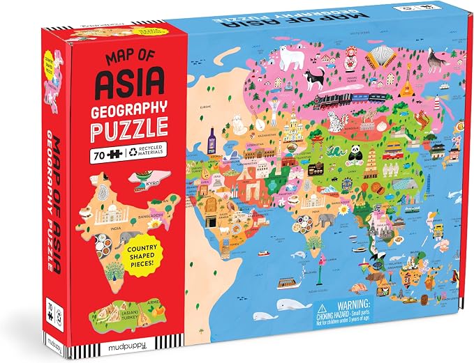 Mudpuppy - Map of Asia 70 Piece Geographic Puzzle for Kids by Mudpuppy