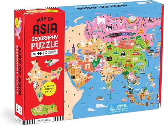 Mudpuppy - Map of Asia 70 Piece Geographic Puzzle for Kids by Mudpuppy