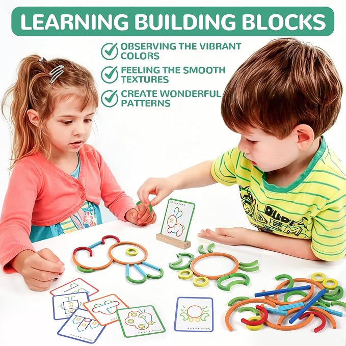 Montessori STEM Puzzle Toy for Kids Ages 3-6 – Wooden Educational Manipulative for Fine Motor Skills, Shape & Color Matching, Creative Building Activity Set for Preschool & Kindergarten - Image 3