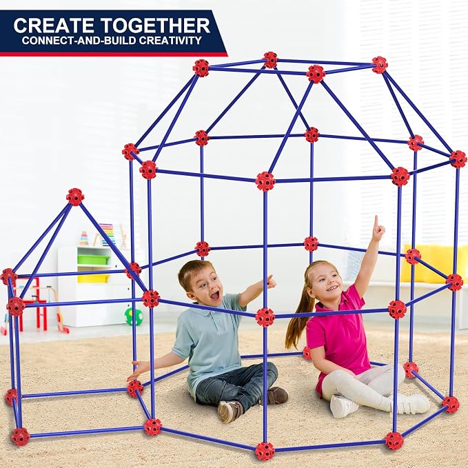 OleFun 180 Pack Fort Building Kits for Kids 4, 5, 6, 7, 8+ Year Old Boys & Girls, Creative STEM Building Toys for DIY Castles, Tunnels, Play Tent, Ideal Gifts for Aged 5-8 - Image 4