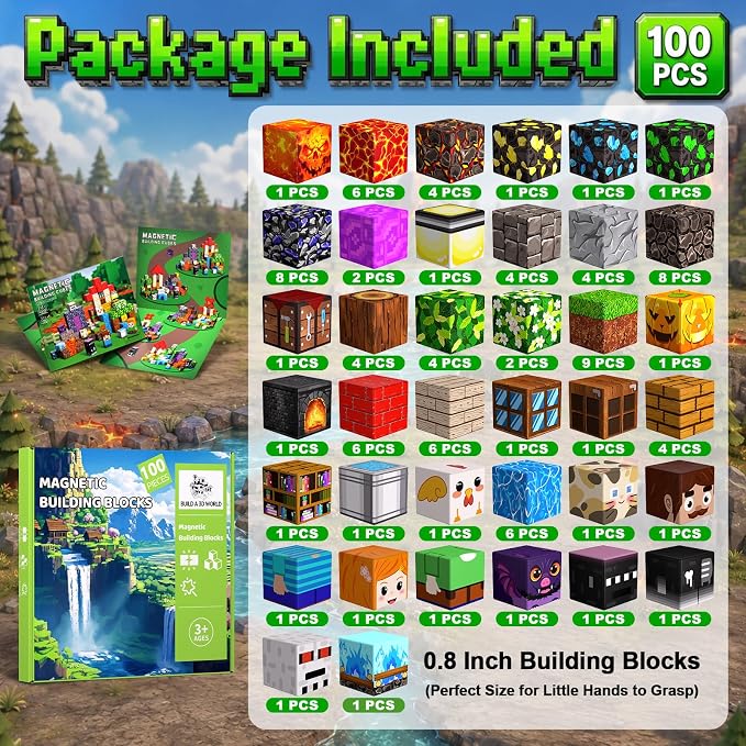 100PCS Magnetic Blocks, Magnetic Building Cubes, STEM Educational Toys - Image 2