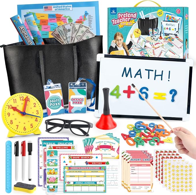 wookidel Pretend Play Teacher Set for Kids, Pretend Play Toy School Stuff by Wookidel