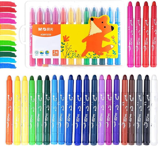 M&G 24 Pcs Tempera Paint Sticks, 24 Colors Solid Tempera Paint Set for artists, Washable, Paint Sticks Quick Drying, Non-Toxic, Works Great on Paper Wood Glass