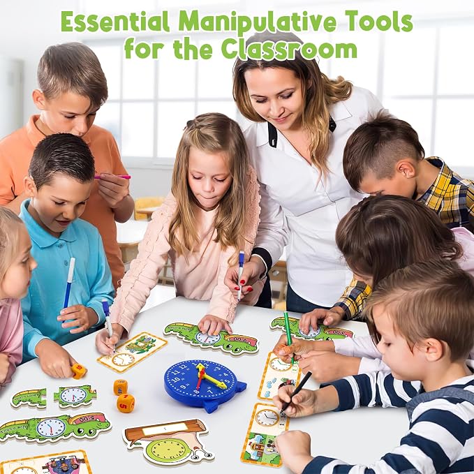 Edulok Toddler Learning Clock, Telling Time Teaching Clock for Kids, Math Manipulatives, Math Puzzle Games, Kindergarten Educational Sensory Toys, Preschool Learning Activities, Homeschool Supplies - Image 7
