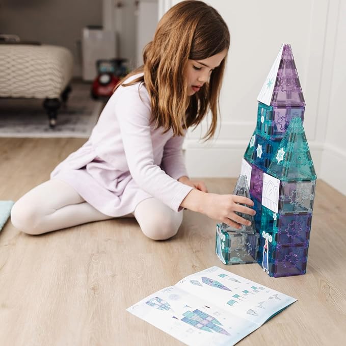 Tytan Toys Disney Frozen Magnetic Tiles Princess Castle - 68-Piece STEAM Building Set with Glitter Tiles & Elsa, Anna, Olaf Stickers - Educational Frozen Toys for Girls Age 3-4+ - Image 20