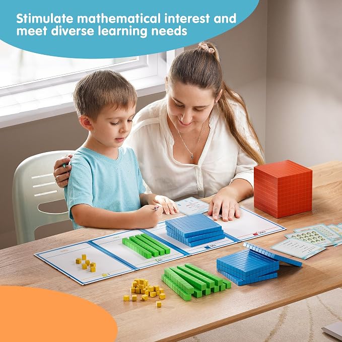 Plastic Base Ten Blocks 143 pcs Base 10 Math Manipulatives for Kids - Image 2