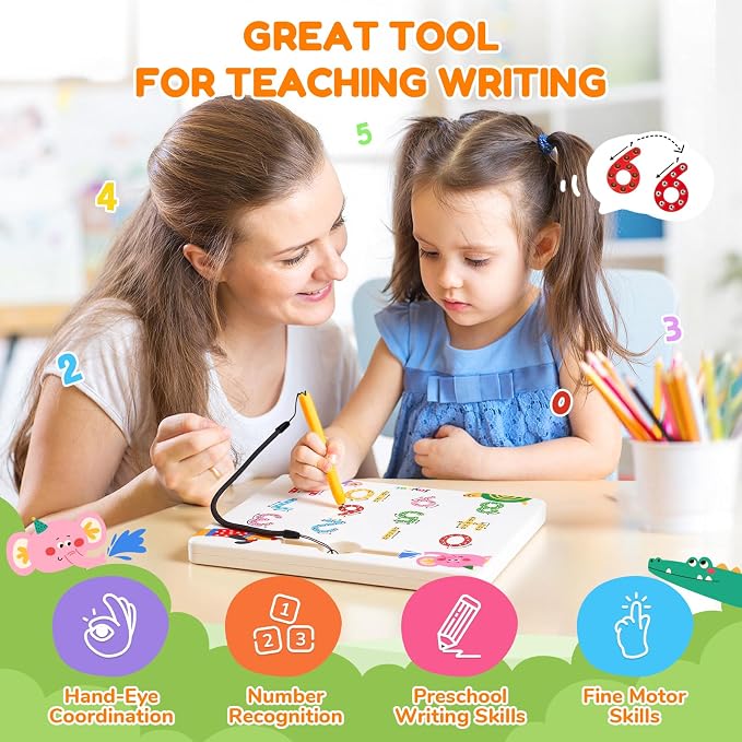 JoyCat Magnetic Animal Number Tracing Board, Double-Sided Numbers 1-20 - Image 5