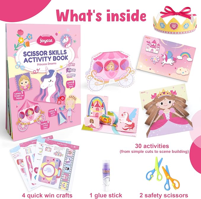 JoyCat Scissor Skills Activity Kit, Toddler Scissors Ages 3-5, Princess - Image 6