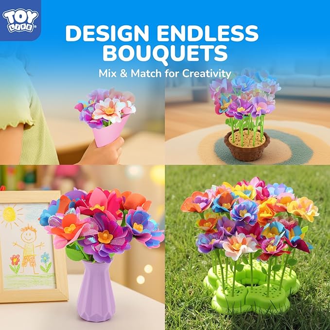 TOY Life DIY Flower Bouquet Making Kit for Girls - Creative Fabric Flower Craft Kit for Kids Ages 4-8, Educational Birthday Gift for 5, 6, 7, 8 Year Old Girls, Arts and Crafts Toys