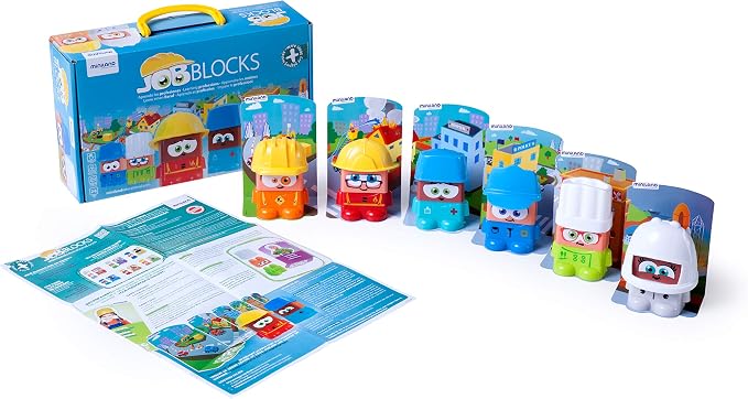 Miniland Job Blocks Board Game for Toddlers Age 2 - Preschoolers Age 4, Teaches Careers, Diversity, Fun Language Development, Pretend Play by MinilandEducational