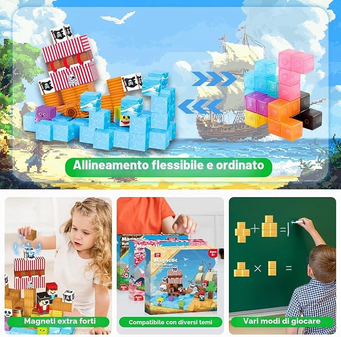 ToyUnited Magnetic Blocks - 100PCS Build Pirate-Ship World Set - Image 5