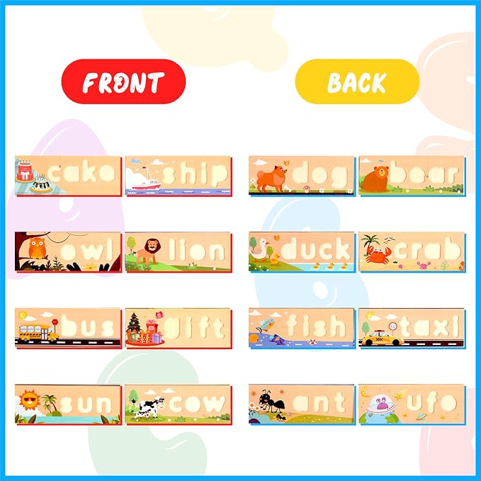 Wooden See and Spell Word Game Learning Toys for Kids 3-6 Puzzle Board - Image 7