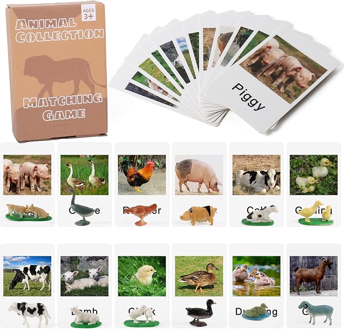 MEROCO Montessori Farm Animals Matching Cards Kids Preschool Toys by MEROCO