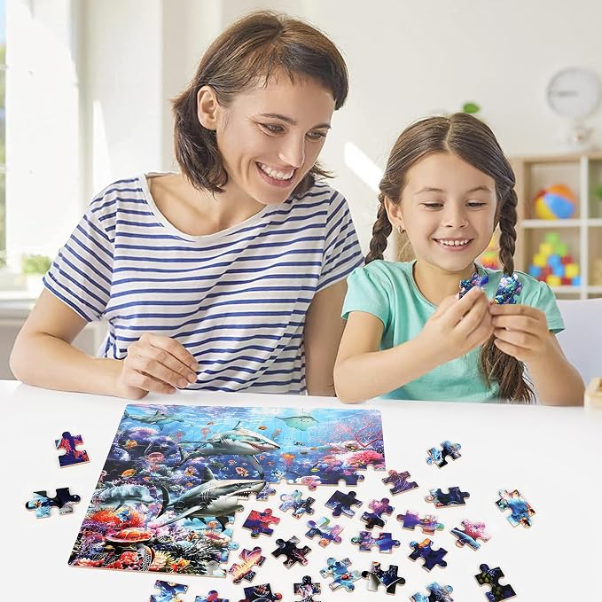 LELEMON Puzzles for Kids Ages 4-6 6-8 8-10 100 Pieces Jigsaw Puzzles for Kids Underwater World Ocean Learning Educational Puzzles Portable Box Pack Toy for Boys and Girls - Image 6
