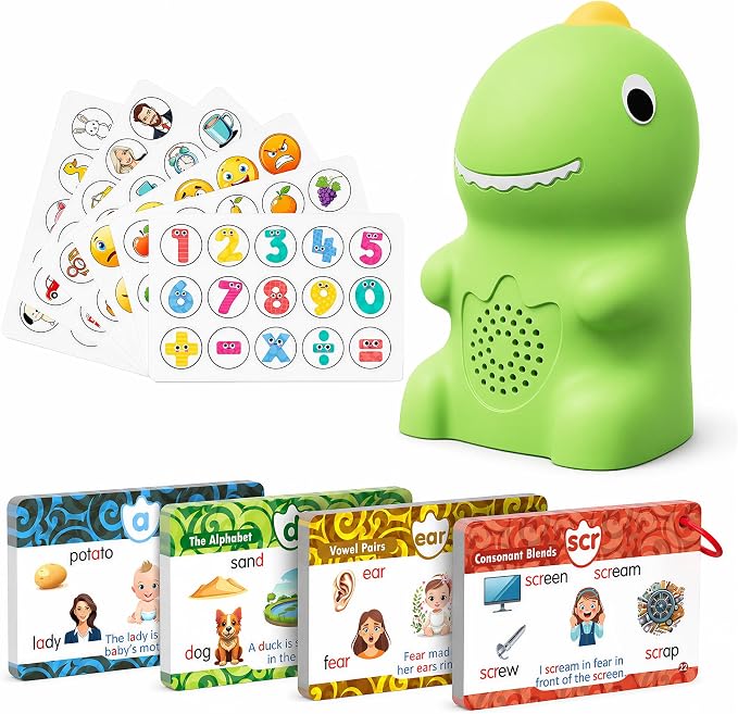 KOKODI Dinosaur Talking Pen with Phonics Cards, Autism Sensory Interactive Game for Kids Ages 3-8 Kindergarten Preschool Learning Activities, ABC 123 Learning Set for Toddler Educational Birthday Gift by WhereKidsLearnThroughPlay