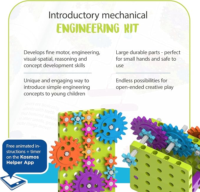 Thames & Kosmos Kids First: Intro to Gears STEM Experiment Kit for Ages 3+ | Build 4 Models, Learn About Gears, Power & Motion | Intro to Mechanical Engineering for Young Learners | Durable Parts - Image 3