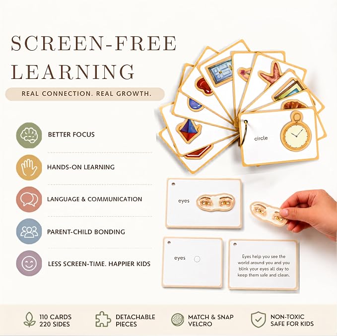 Play & Grow Co. Educational Montessori Flashcards for Preschoolers | ABC Alphabet Letters Numbers Shapes Colors Body Parts | Extra Thick Large Non-Toxic Homeschool Learning | Gifts for Boys Girls 3+ - Image 4