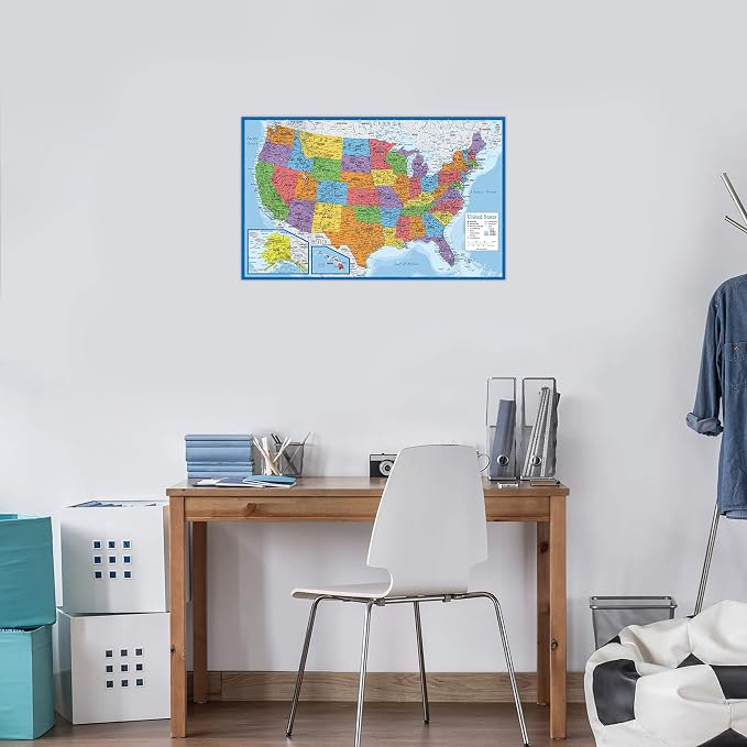 Laminated World Map & US Map Poster Set - 18" x 29" - Wall Chart Maps of the World & United States - Made in the USA - (LAMINATED, 18" x 29") - Image 6