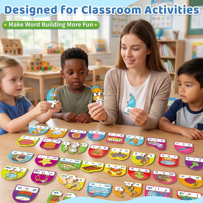 Phonics & Word Puzzle Cards for Kids 3+, 2 in 1 CVC & CVCC - Image 4