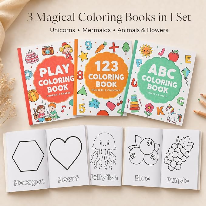 ZICOTO Fun Coloring Book for Kids - Set of 3 Cute Toddler Coloring Books - Image 7