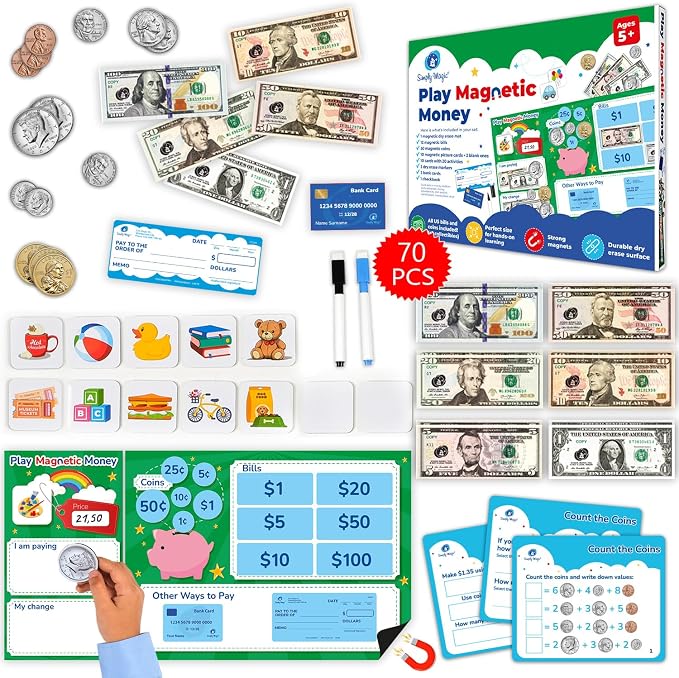 Simply magic 70 PCS Magnetic Money for Classroom - Play Money for Teaching by SimplyMagic