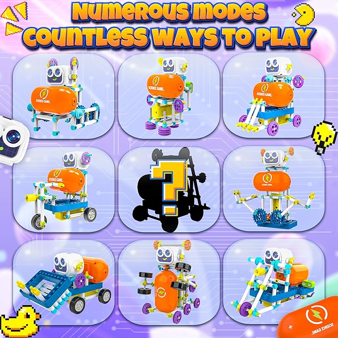 SMILESSKIDDO 50-in-1 Robot Kit, 438 Pcs DIY Educational Science Kit, Multiple Model STEM Toys, Building Experiment Toys for Ages 6-13 Boys Girls, Ideal Gift for Christmas, Holidays (8025E)