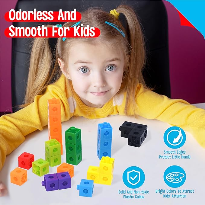 SpriteGru 300PCS Math Linking Cubes, Math Cubes Manipulative Connecting and Counting Snap Blocks for Early Math and Construction, Educational Toy for Preschool, Kindergarten, Homeschool - Image 3