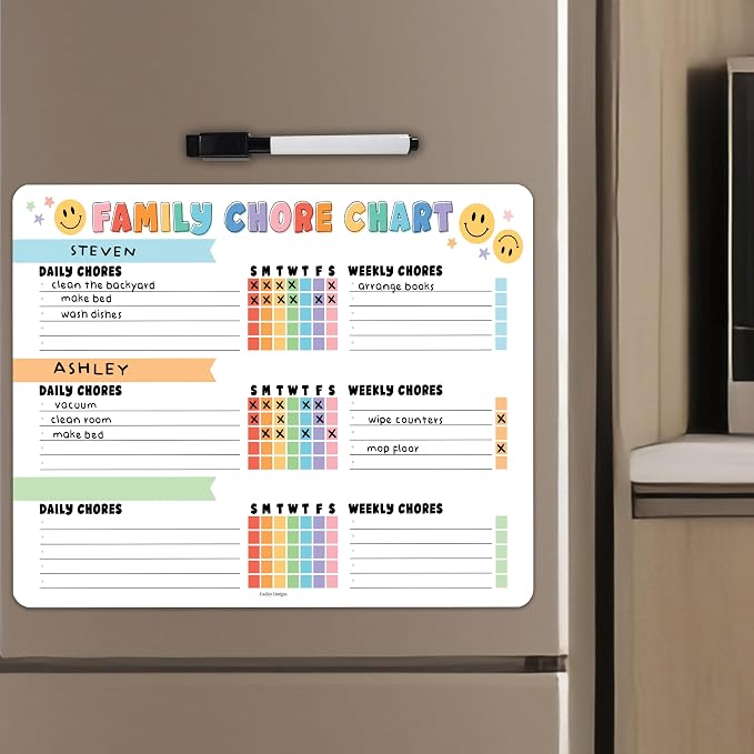 Magnetic Chore Chart for Kids Multiple Kids, Chore Board Adults and Teens by HadleyDesigns
